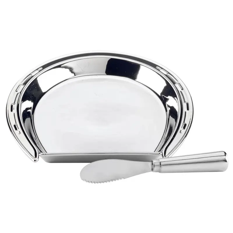 Horseshoe Cheese Plate With Knife 1