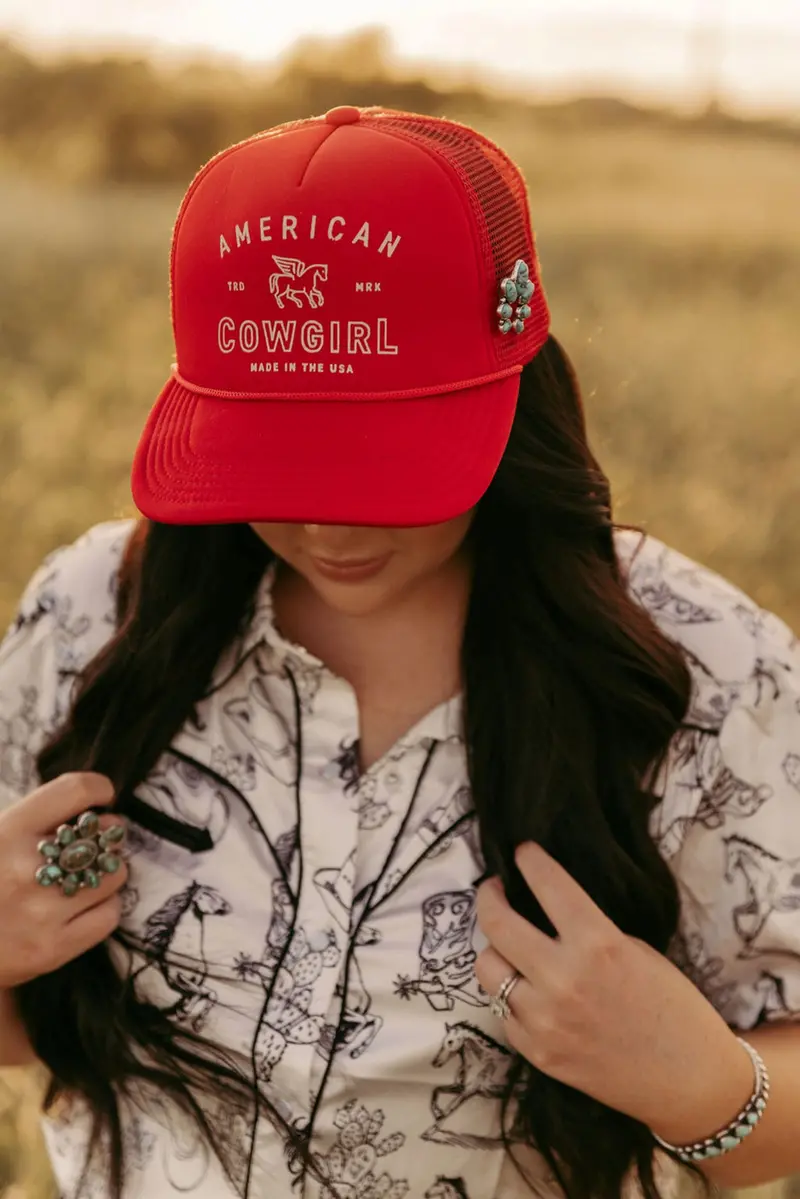 Howdy Hanny Red American Cowgirl Trucker Cap 1