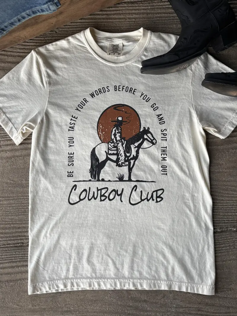 Howdy Hanny Women's Ivory Cowboy Club Tee 1
