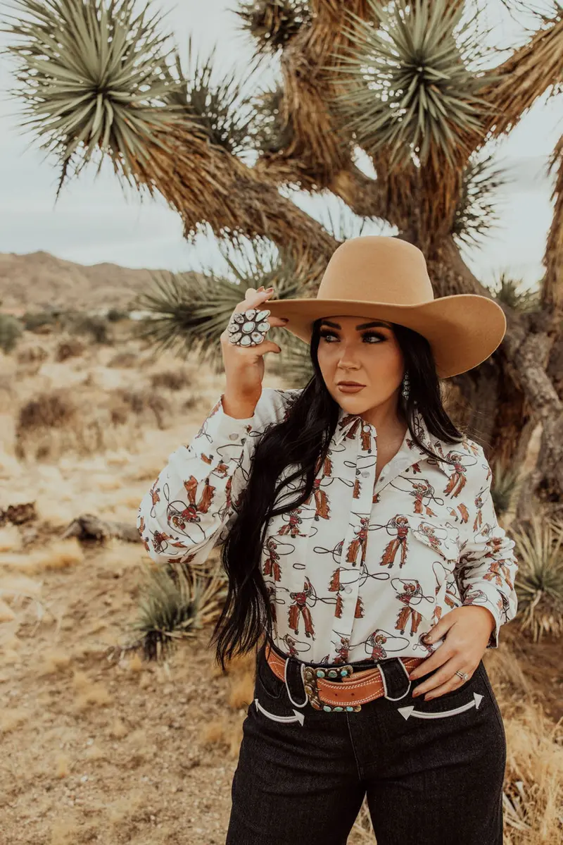 Howdy Hanny Women's Roping Cowboy Pearl Snap Shirt 1