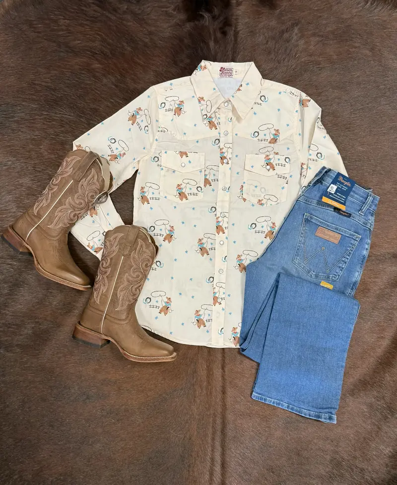 Howdy Hanny Women's Star Cowboy Pearl Snap Shirt 1