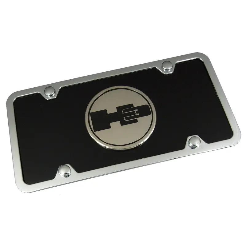 Hummer H3 Logo License Plate Kit (Chrome On Black) 1