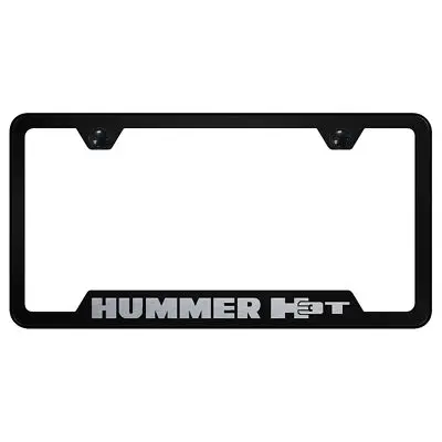 Hummer H3t Laser Etched Logo Cut-Out License Plate Frame (Black) 1