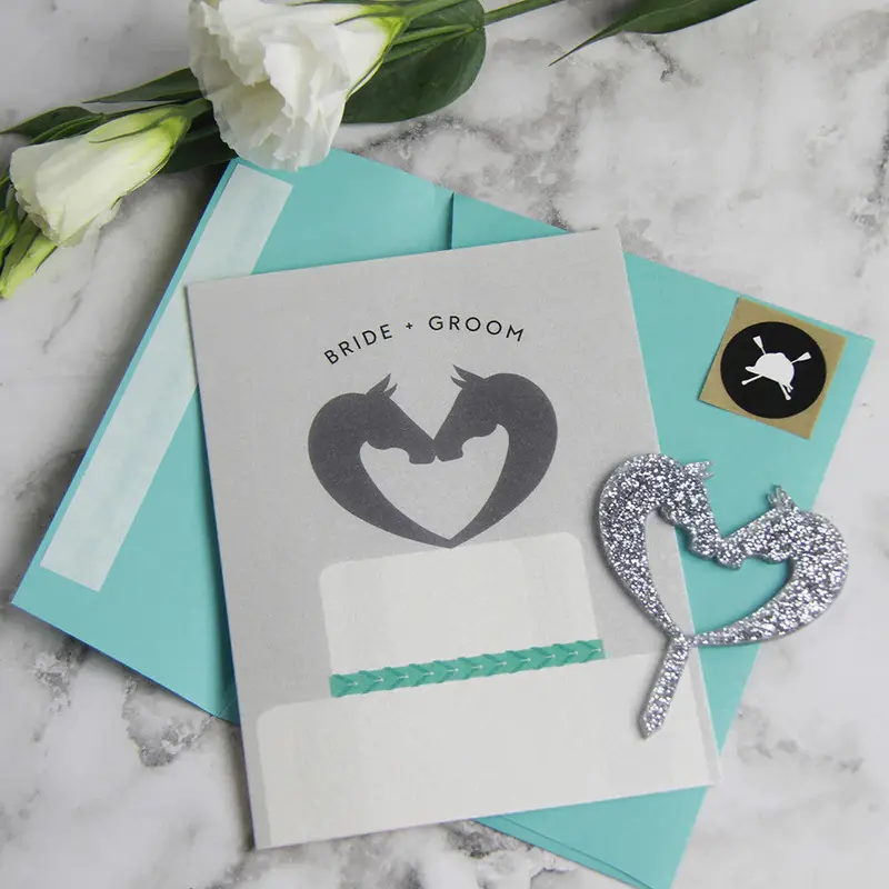 Hunt Seat Paper Co Bride & Groom Cake Topper Card 1