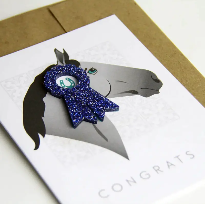 Hunt Seat Paper Co Congrats Ribbon Charm Card 1