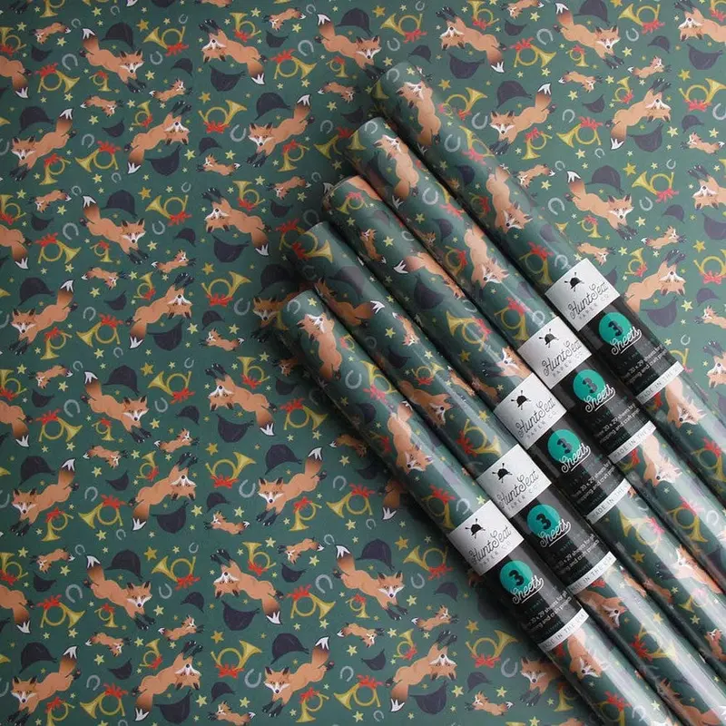Hunt Seat Paper Co Holiday Fox Wrapping Paper 1