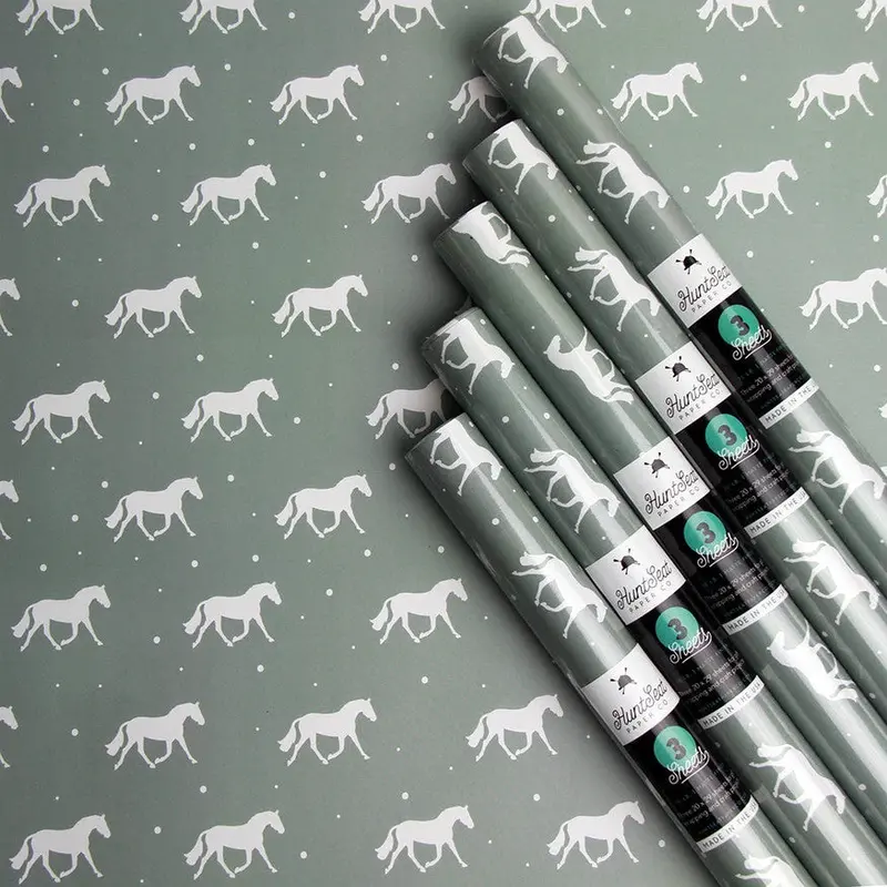 Hunt Seat Paper Co Winter Horse Wrapping Paper 1