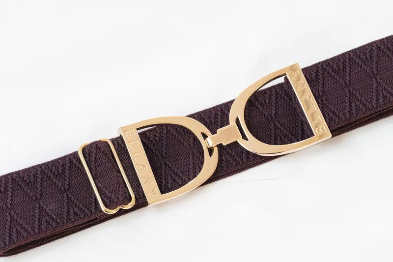 Huston X Ellany - Bordeaux Dante - 1.5" Gold Stirrup Equestrian Elastic Belt 1