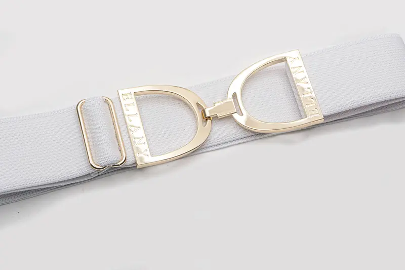 Huston X Ellany - White - 1.5" Gold Stirrup Elastic Belt 1