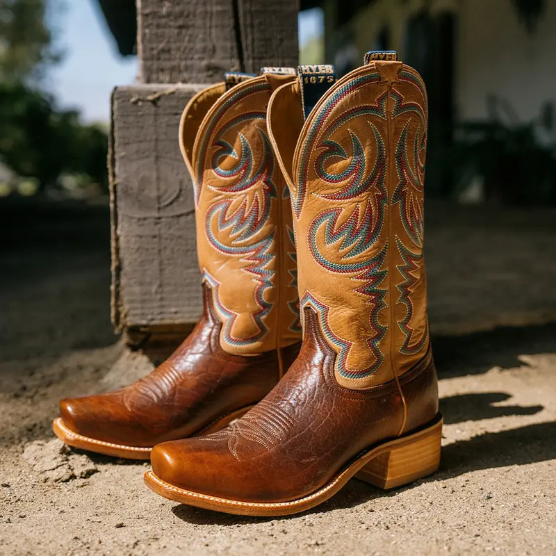 Hyer Men's Brown And Honey Bison Boots 1
