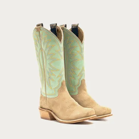 Hyer Women's Iced Mint And Sand Roughout Rose Hill Western Boot 4