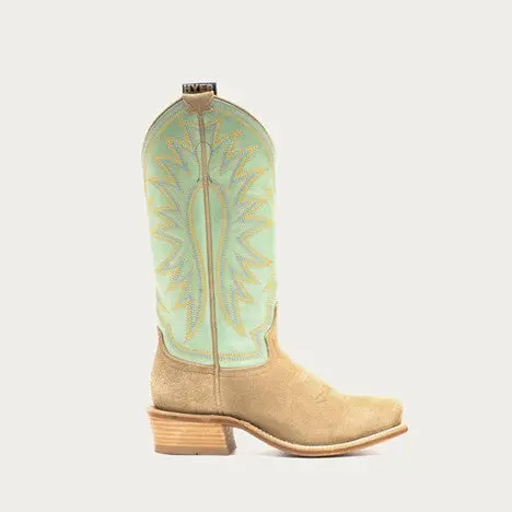 Hyer Women's Iced Mint And Sand Roughout Rose Hill Western Boot 5