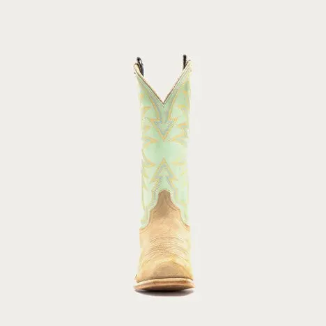 Hyer Women's Iced Mint And Sand Roughout Rose Hill Western Boot 6