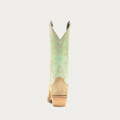 Hyer Women's Iced Mint And Sand Roughout Rose Hill Western Boot 7