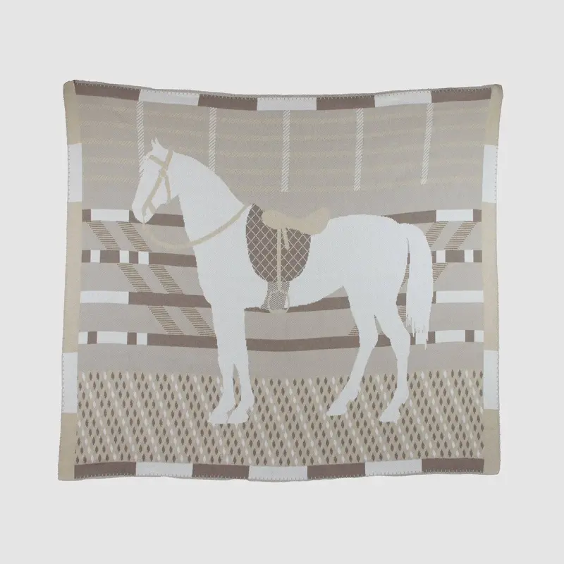 In2green - Cotton Sustainable Knit Patterned | Stripes Throw Blanket - Equestrian Cheval 2
