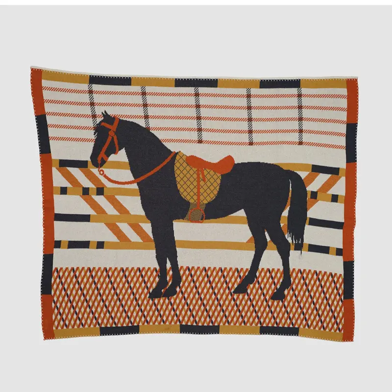 In2green - Cotton Sustainable Knit Patterned | Stripes Throw Blanket - Equestrian Cheval 2