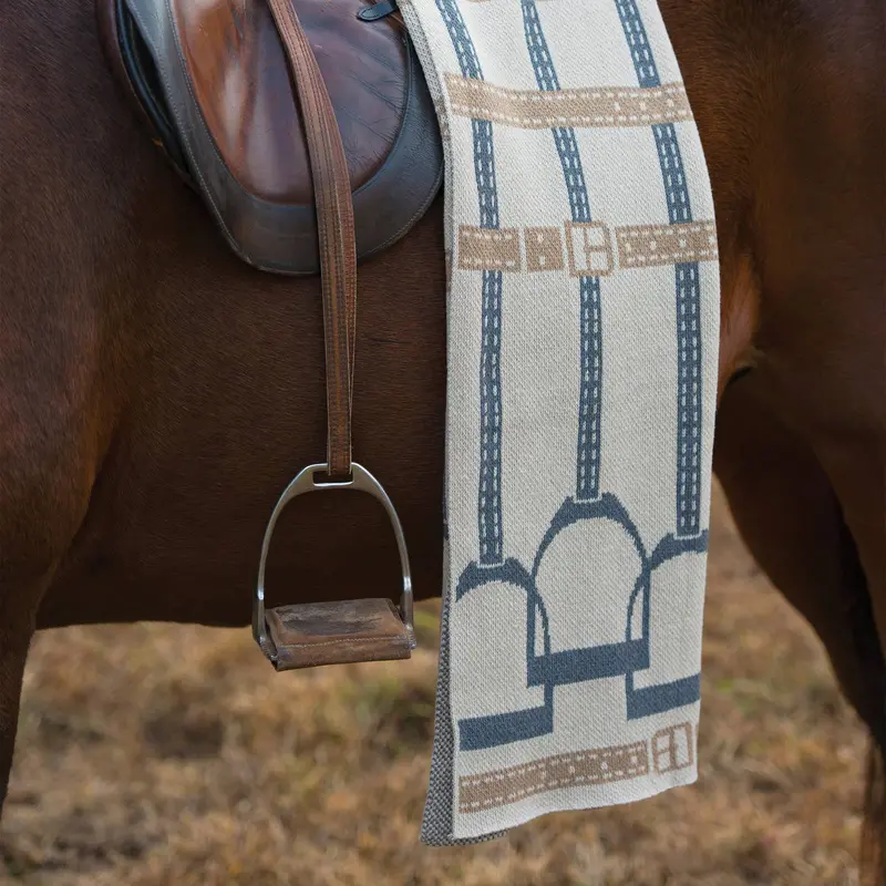 In2green - Cotton Sustainable Knit Throw Blanket - Equestrian Stirrup 1