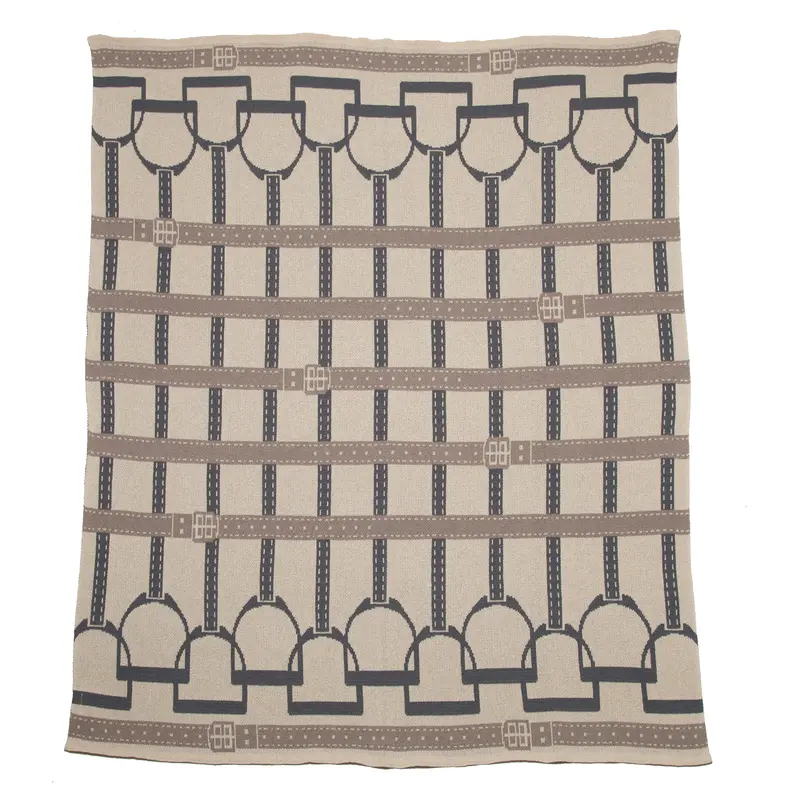 In2green - Cotton Sustainable Knit Throw Blanket - Equestrian Stirrup 2