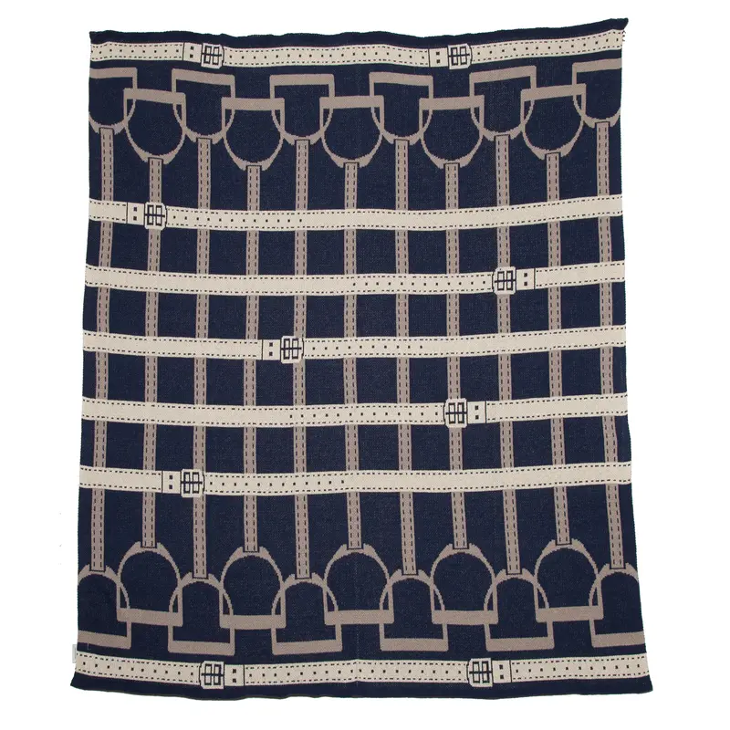 In2green - Cotton Sustainable Knit Throw Blanket - Equestrian Stirrup 2