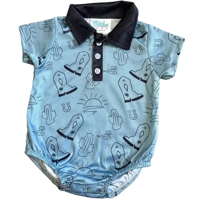 Infant Desert Blue Polo Onesie 2