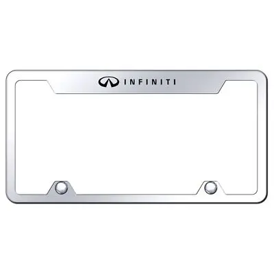 Infiniti Laser Etched Stainless Steel Truck Cut-Out License Plate Frame (Chrome) 1
