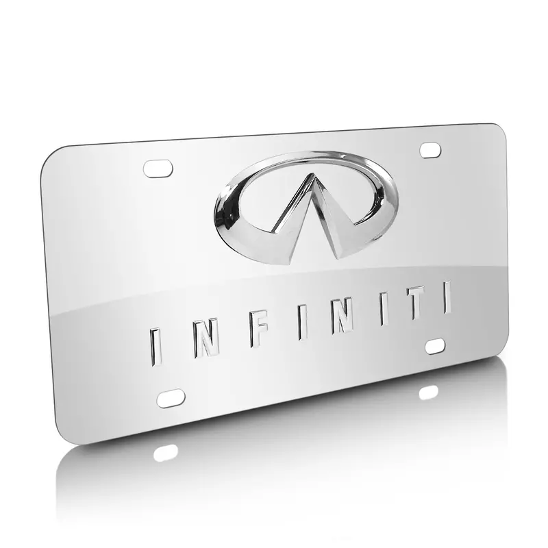 Infiniti Logo With Name License Plate (Chrome) 1