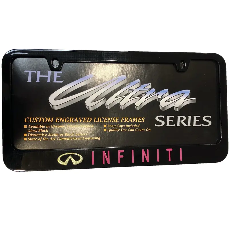 Infiniti Pink Logo License Plate Frame (Black) 1