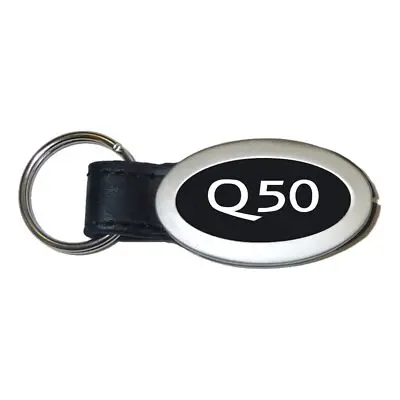 Infiniti Q50 Oval Leather Key Chain (Black) 1