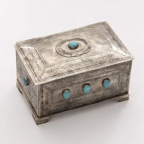 J. Alexander Rustic Silver 9 Turquoise Stone Box 1