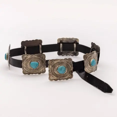 J. Alexander Rustic Silver Fluted Concho With Turquoise Belt 1