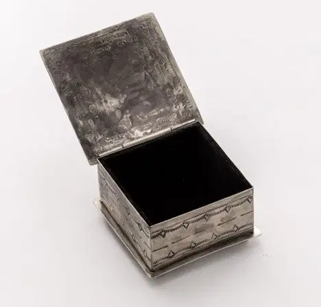 J. Alexander Rustic Silver Turquoise Cross Square Stamped Box 2