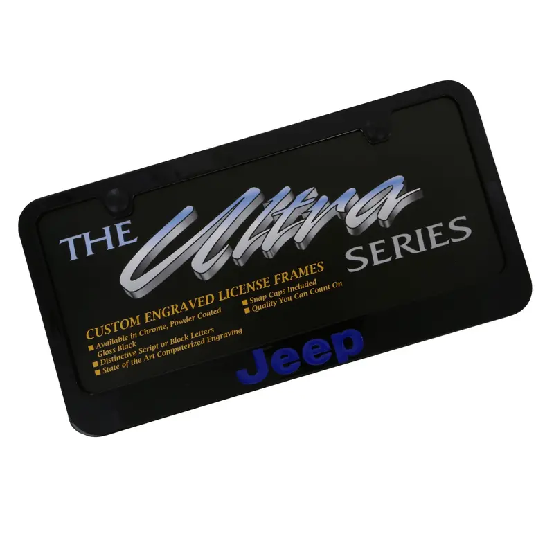Jeep Blue Logo License Plate Frame (Black) 1