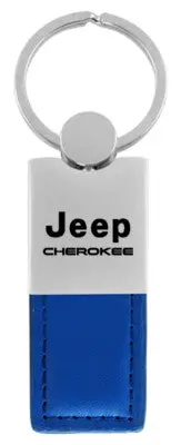 Jeep Cherokee Duo Rectangular Leather Key Chain (Blue) 1