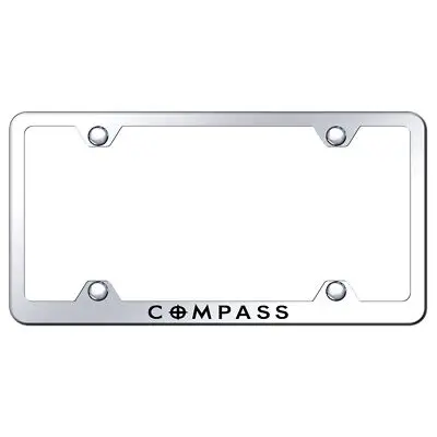 Jeep Compass Laser Etched Logo Wide Body License Plate Frame (Chrome) 1
