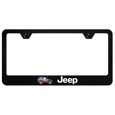 Jeep Flag Stainless Steel  License Plate Frame (Black) 1