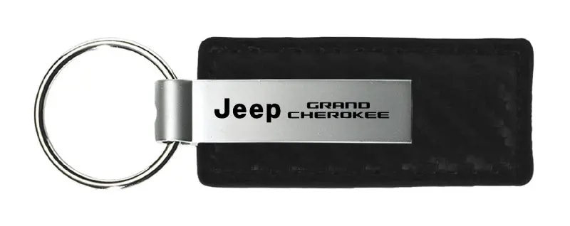 Jeep Grand Cherokee Carbon Fiber Leather Keychain (Black) 1