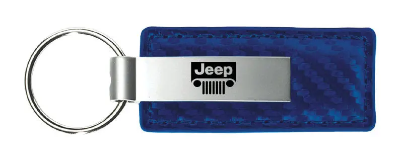 Jeep Grill Carbon Fiber Leather Keychain (Blue) 1