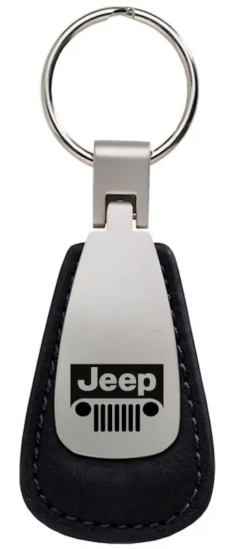 Jeep Grill Leather Tear Drop Key Ring (Black) 1