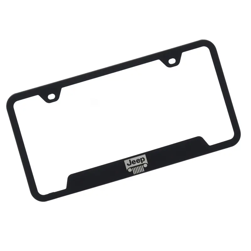 Jeep Grill Logo License Plate Frame (Matte Black) 1