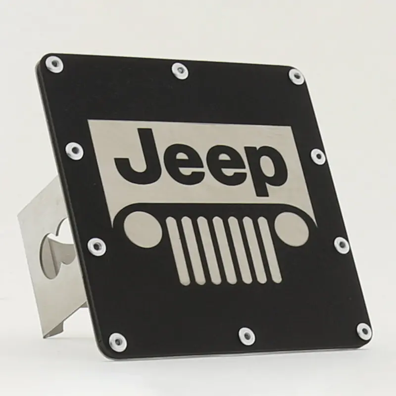 Jeep Grill Logo Tow Hitch Cover Rugged (Matte Black) 1