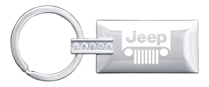 Jeep Grill Rectangular Crystal Diamond Keychain (Chrome) 1