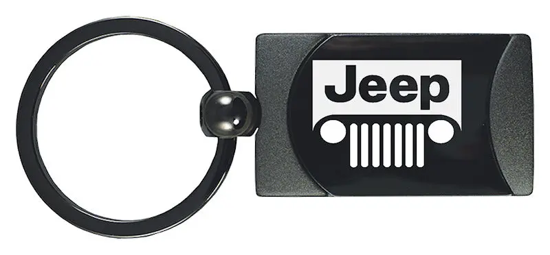 Jeep Grill Two-Tone Rectangular Key Fob (Gun Metal) 1