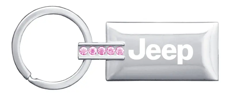 Jeep Jeweled Rectangular Key Ring (Pink) 1