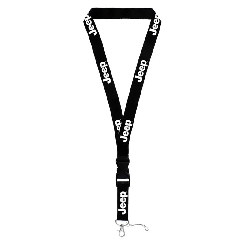 Jeep Lanyard Keychain (White On Black) 1