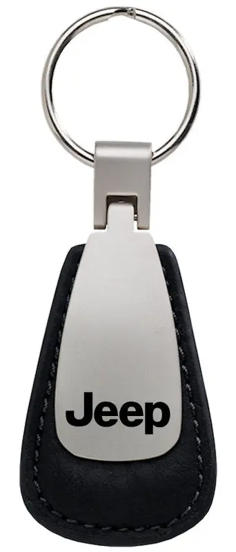 Jeep Leather Tear Drop Key Ring (Black) 1