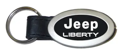 Jeep Liberty Oval Leather Key Chain (Black) 1