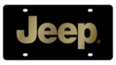 Jeep Logo Lazer-Tag Acrylic License Plate (Gold On Black) 1