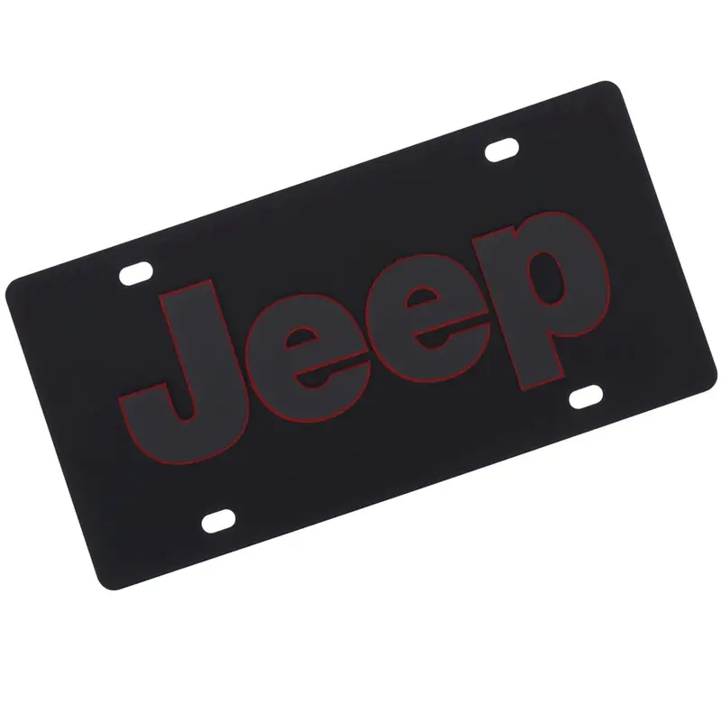 Jeep Logo License Plate (Red On Black) 2