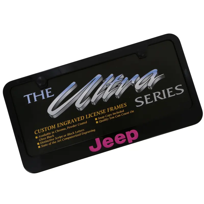 Jeep Pink Logo License Plate Frame (Black) 1