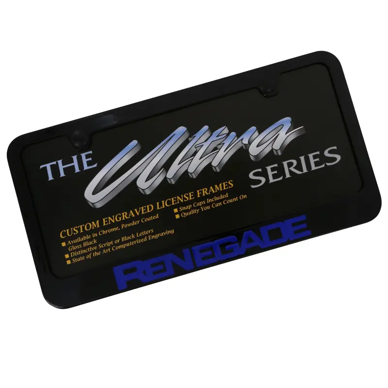 Jeep Renegade Blue Name License Plate Frame (Black) 1